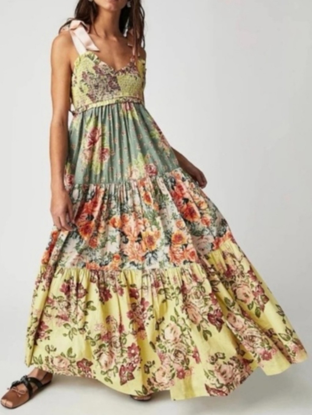 Free People Bluebell Maxi Dress Cottagecore Whimsical Floral Fairy Size M Nwt
